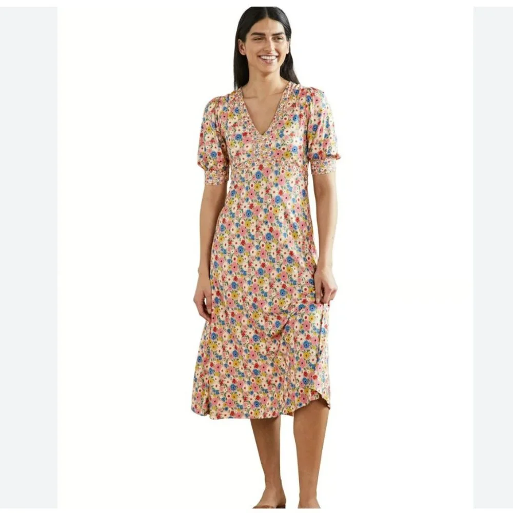 Boden Womens Eva Jersey Midi Dress UK 22R US 20 22 Pink Floral Preppy D0024 NWT